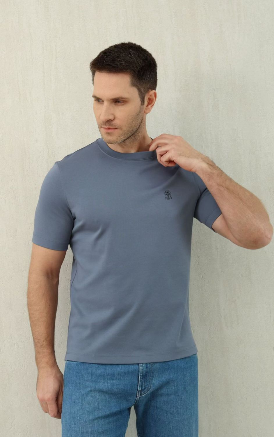Brunello Cucinelli Cotton Jersey Slim Fit Crew Neck T-shirt With Logo #376925