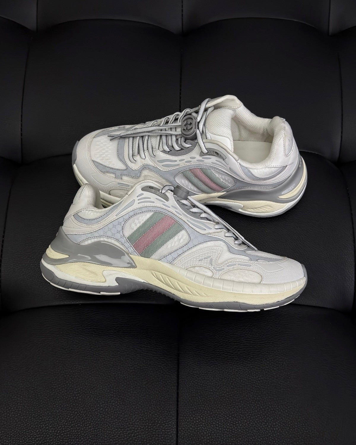 Gucci 2.0 Men's and Women's Mesh Leather Round Toe Drawstring Low Top Sneakers Shoes #77124