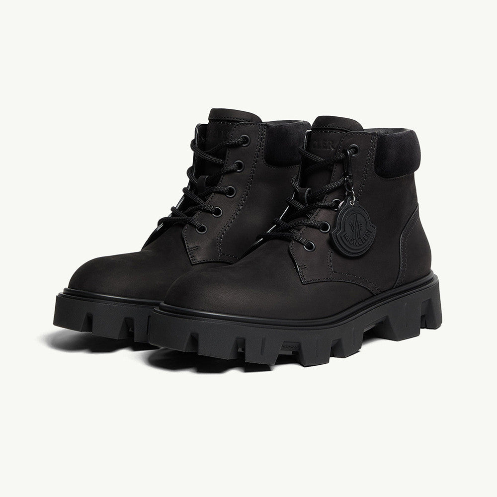 Moncler Black Peak City Nubuck Suede Lace-Up Boots #336113
