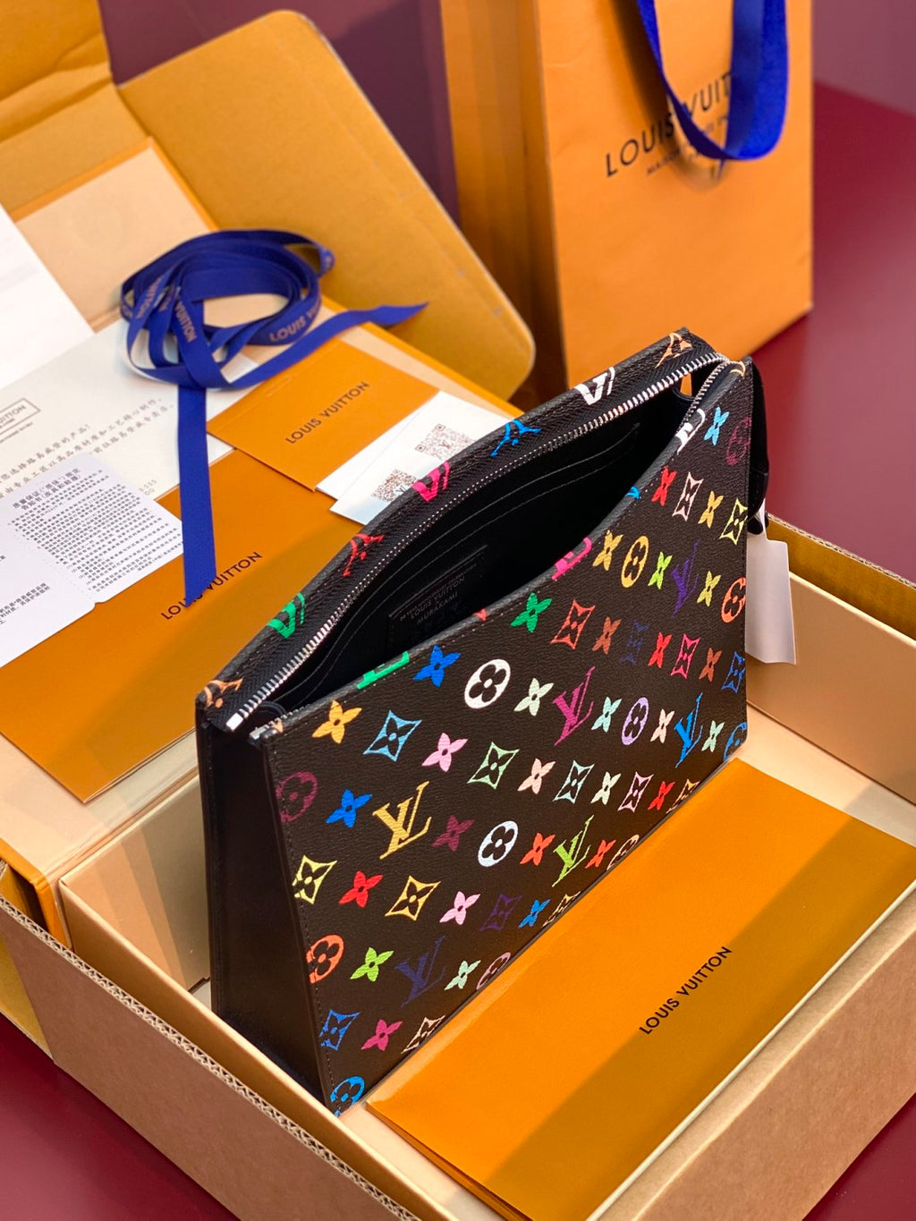 Louis Vuitton LV x TM Toiletry Pouch Men's and Women's Colorful Alphabet Print Zipper Leather Clutch Bag Toiletry Bags #77915