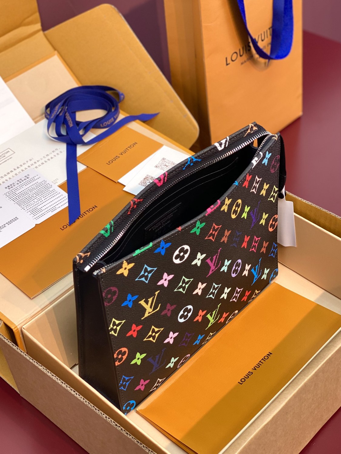 Louis Vuitton LV x TM Toiletry Pouch Men's and Women's Colorful Alphabet Print Zipper Leather Clutch Bag Toiletry Bags #77915