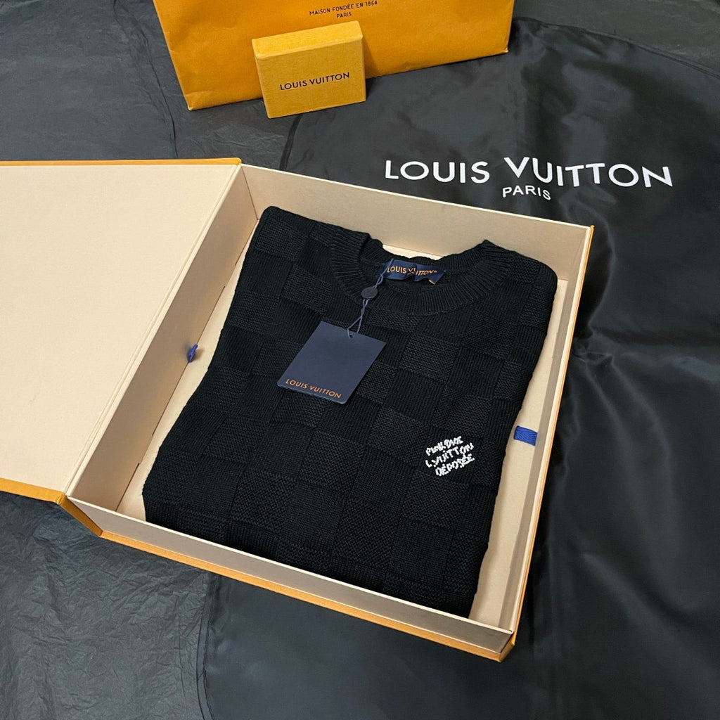 Louis Vuitton Embellished Wool Damier Pullover #333428