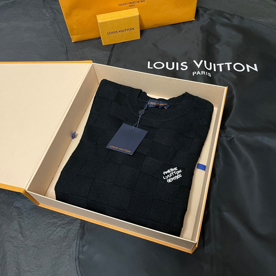 Louis Vuitton Embellished Wool Damier Pullover #333428