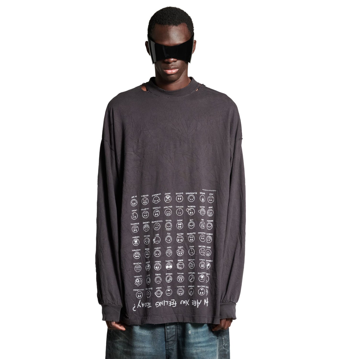 Balenciaga Men Women Summer Letter Printed Loose Cotton Round Neck Black Long Sleeve T-Shirt Ngvp #9556