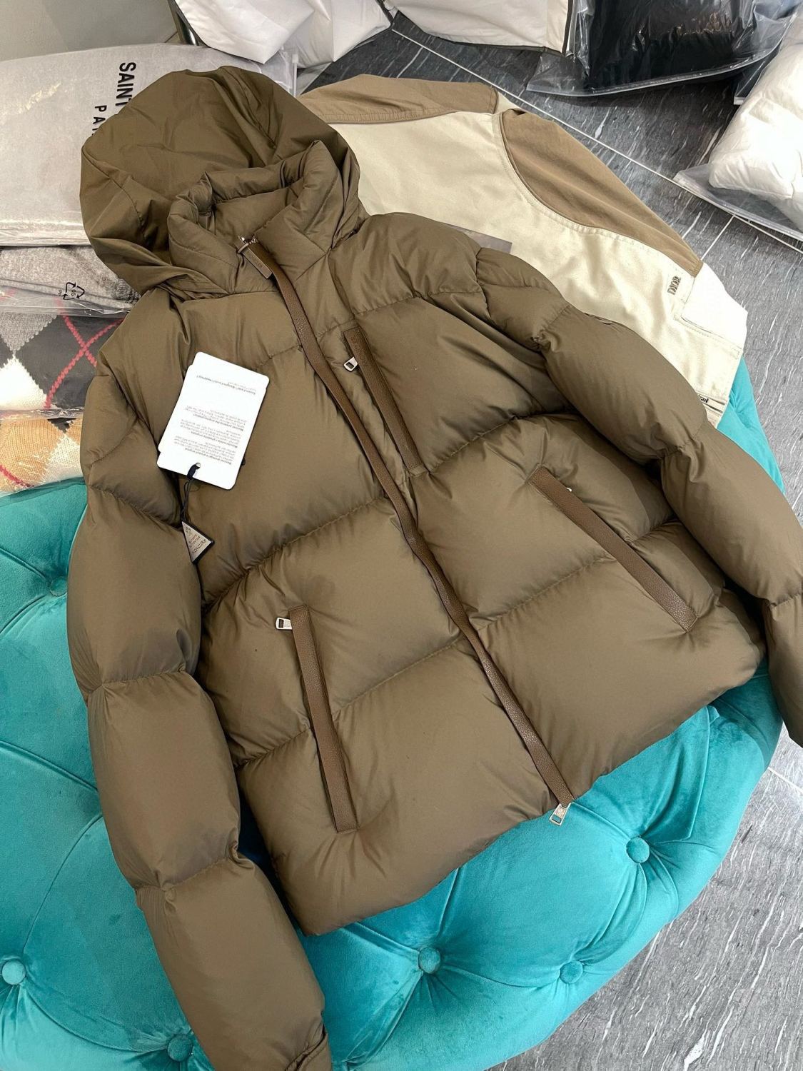 Moncler Men's Autumn and Winter Solid Color Standing Collar Zipper Long Sleeve Puffer Down Jacket #73584