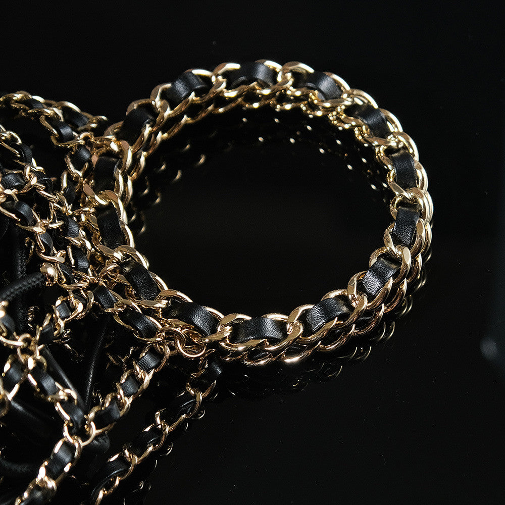 Chanel Mesh Clutch Bag With Gold Chain Handbag Black And Gold Accessories Fashionable And Exquisite Evening Bags #82237A