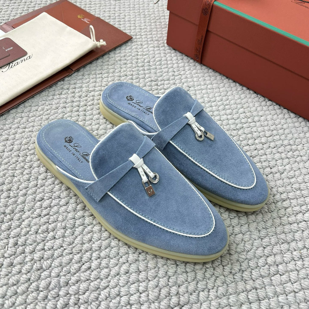 Loro Piana Women's Summer Solid Color Suede Simple Comfortable Rubber Bottom Baotou Slippers Shoes #76545