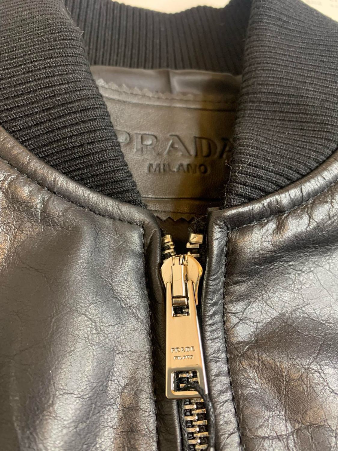 Prada Men's Autumn and Winter Black Letter Printed Zipper Long Sleeve Jacket #72627