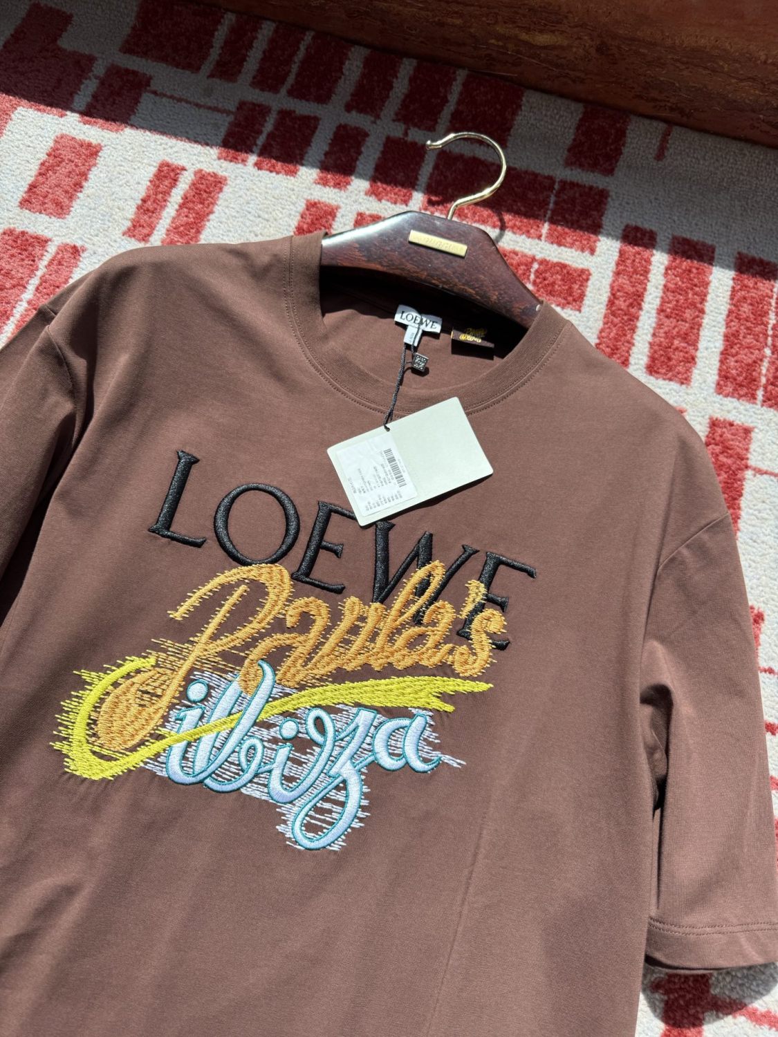 Loewe Men's Summer Embroidered Letter Print Solid Colour Cotton Round Neck Short Sleeve T-Shirt #76791