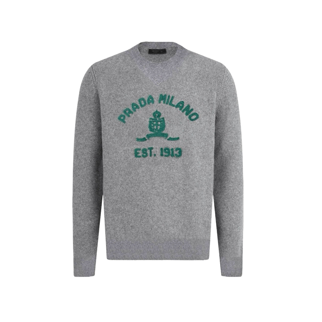Prada Men's And Women's Spring/autumn Fashion Casual Wear Casual Solid Color Crew Neck Logo Embroidered Knit Sweater #78874