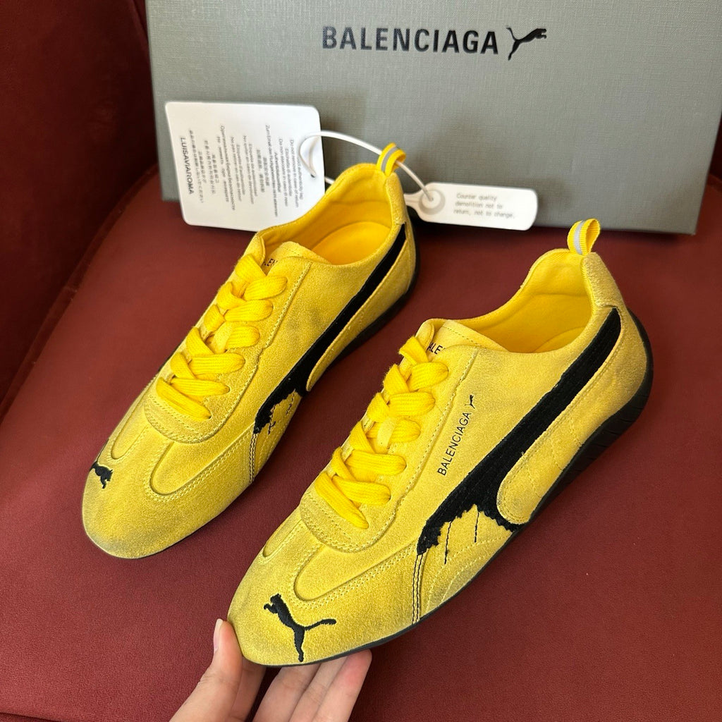 Balenciaga X Puma Women's Solid Suede Leather Low Top Lace Up Flat Sneakers Shoes #76734