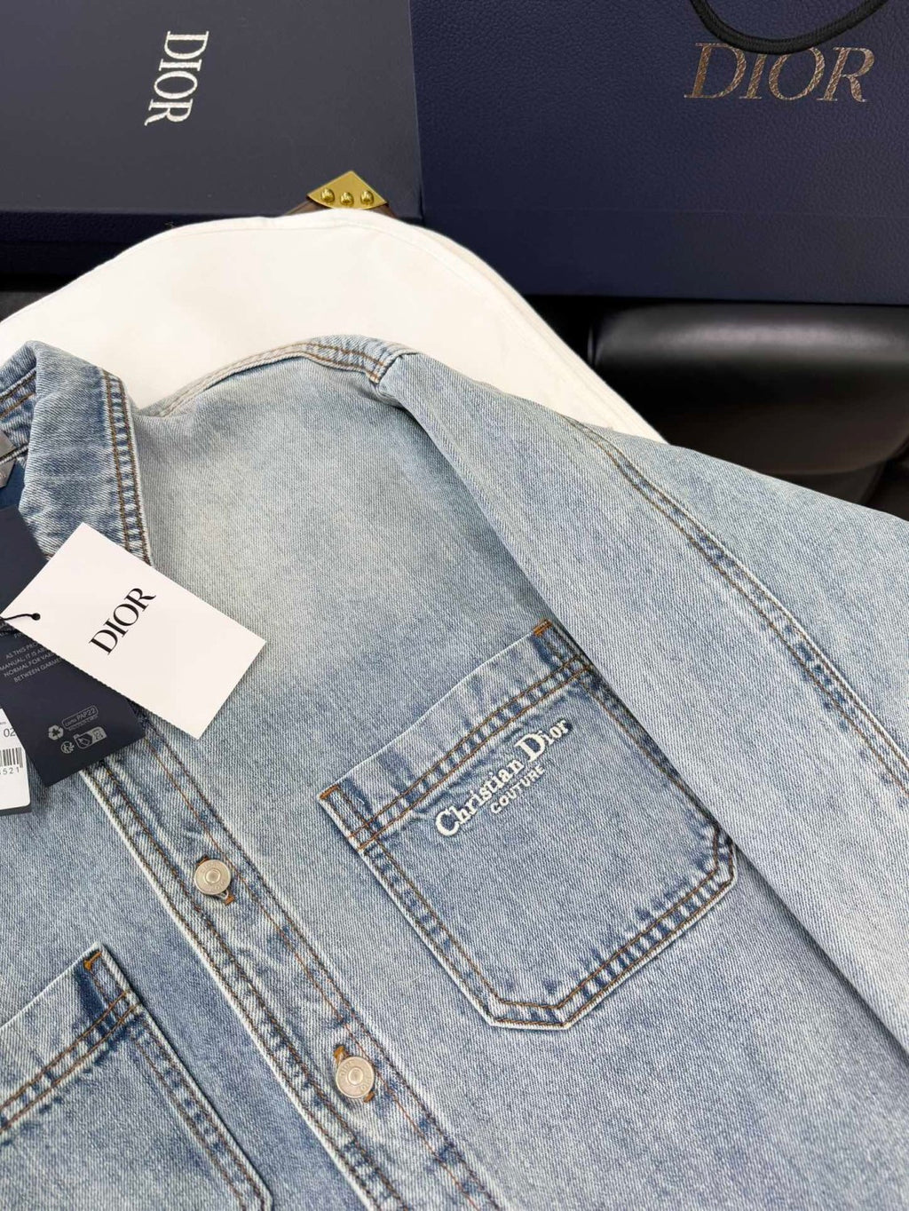 Dior Men's Spring And Fall Solid Color Embroidered Letters Single Breasted Long Sleeved Denim Jacket Jeans Pants Set Suit #74986