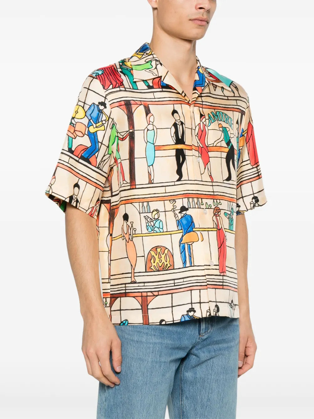 Amiri Men's Summer Casual Silk Lapel Single Breasted Short Sleeve Pool Hall Shirt Ngvp #1424