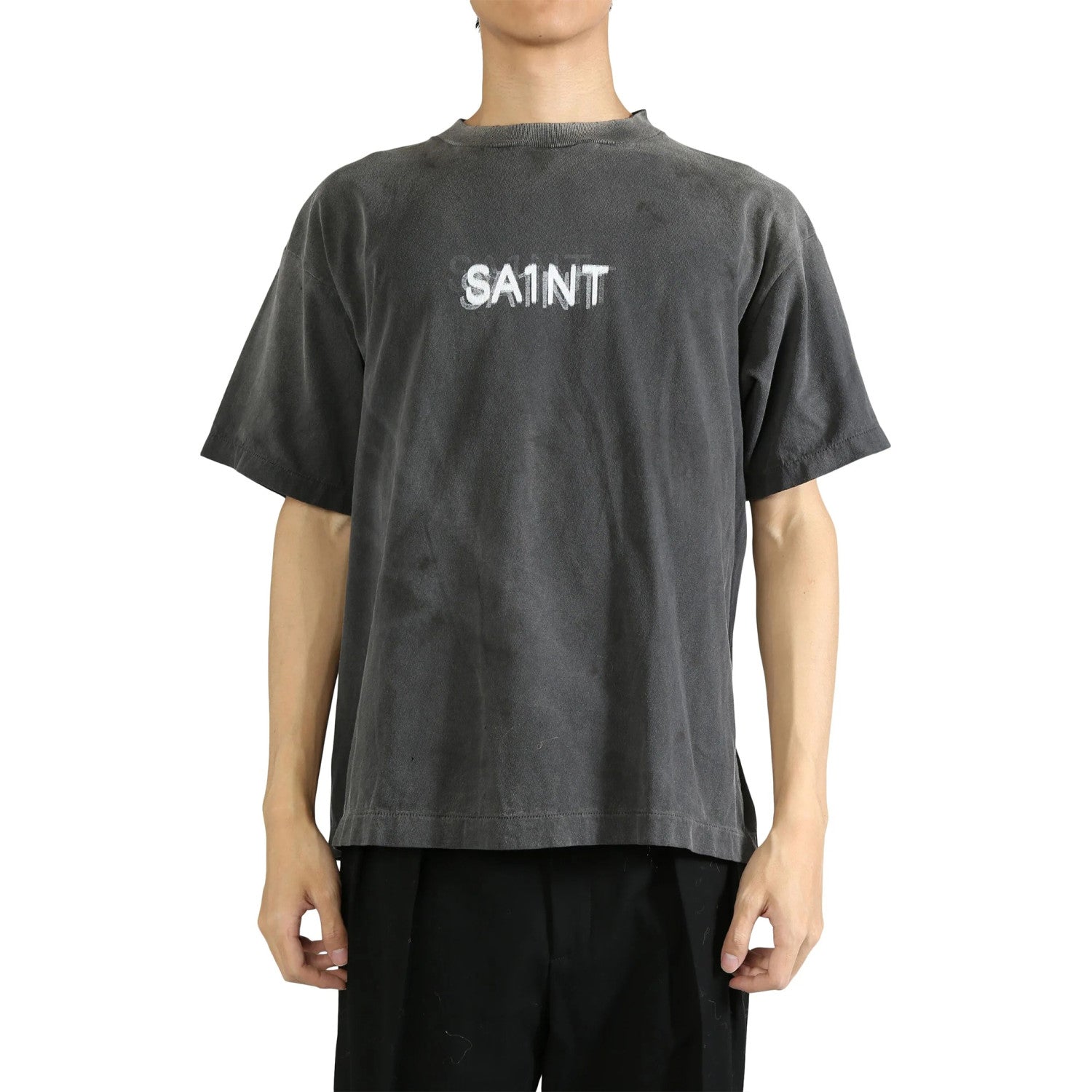 Saint Michael Men's Summer Graphic Printed Round Neck Cotton Solid Color Straight Pullover Short Sleeve T-Shirt Ngvp #1165