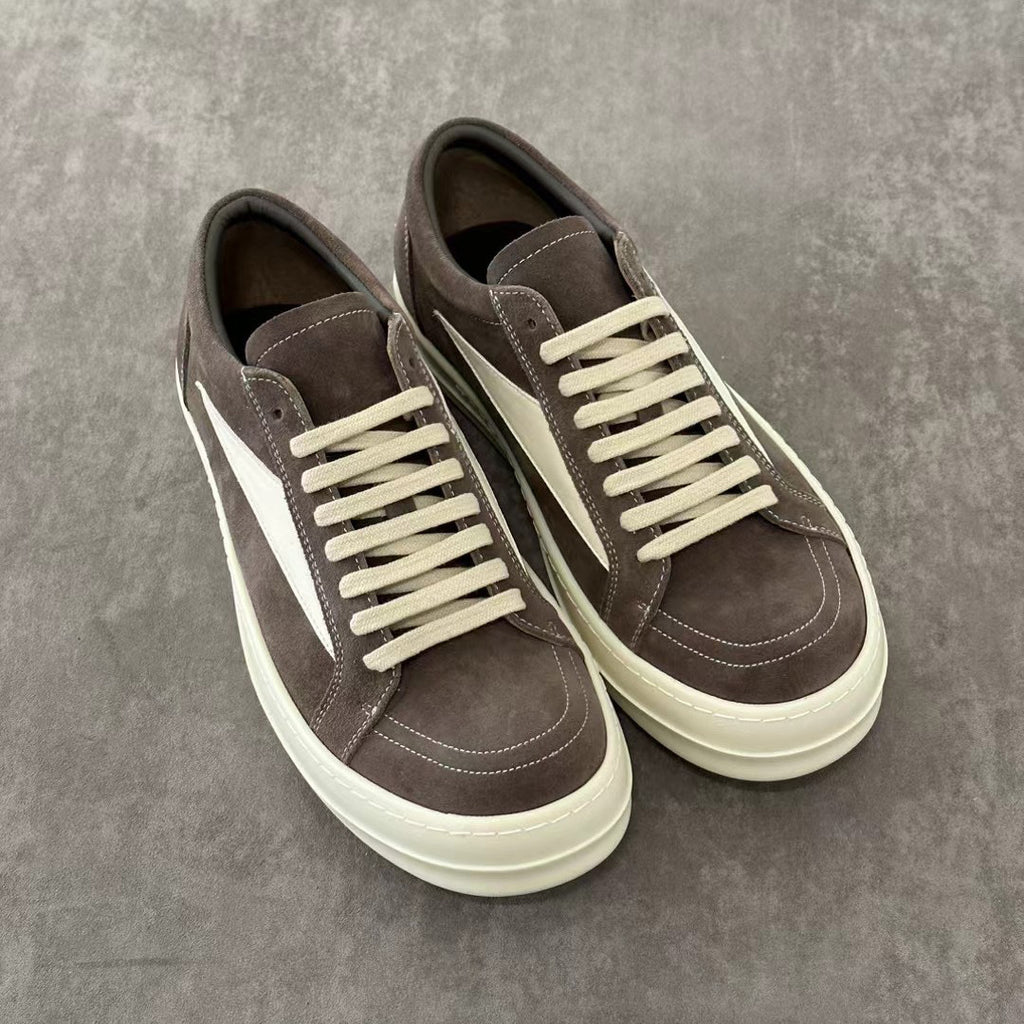 Rick Owens Men's And Women's Spring/Fall Fashion Casual Round Toe Lace Up Color Block Flat Low Top Sneakers Shoes #79449