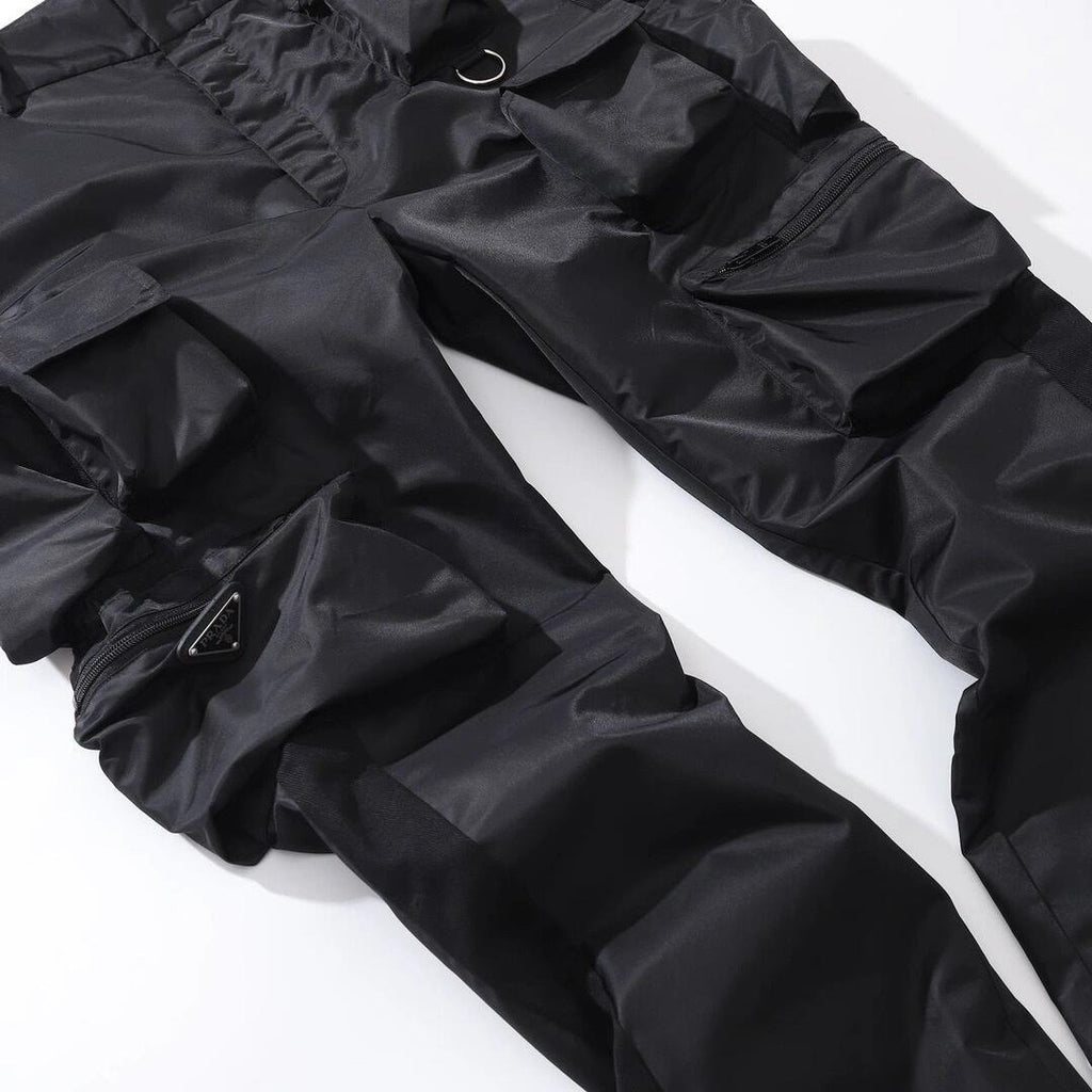Prada Men's Spring And Summer Solid Color Nylon Multi Functional Pockets Trousers Pants #75645