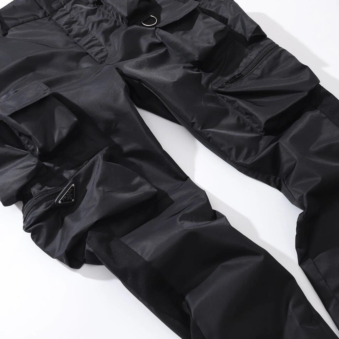 Prada Men's Spring And Summer Solid Color Nylon Multi Functional Pockets Trousers Pants #75645