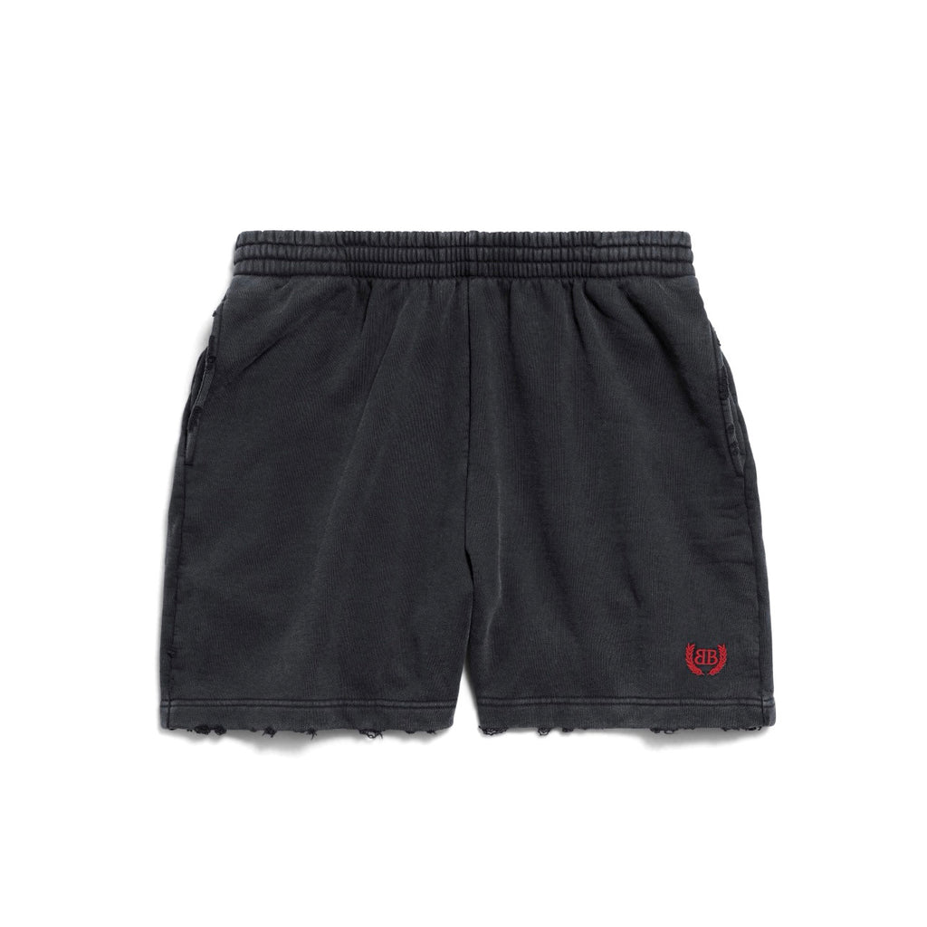 Balenciaga Men's Summer Embroidery Pattern Print Solid Color Stretch Waist Tie Cotton Casual Shorts #75954
