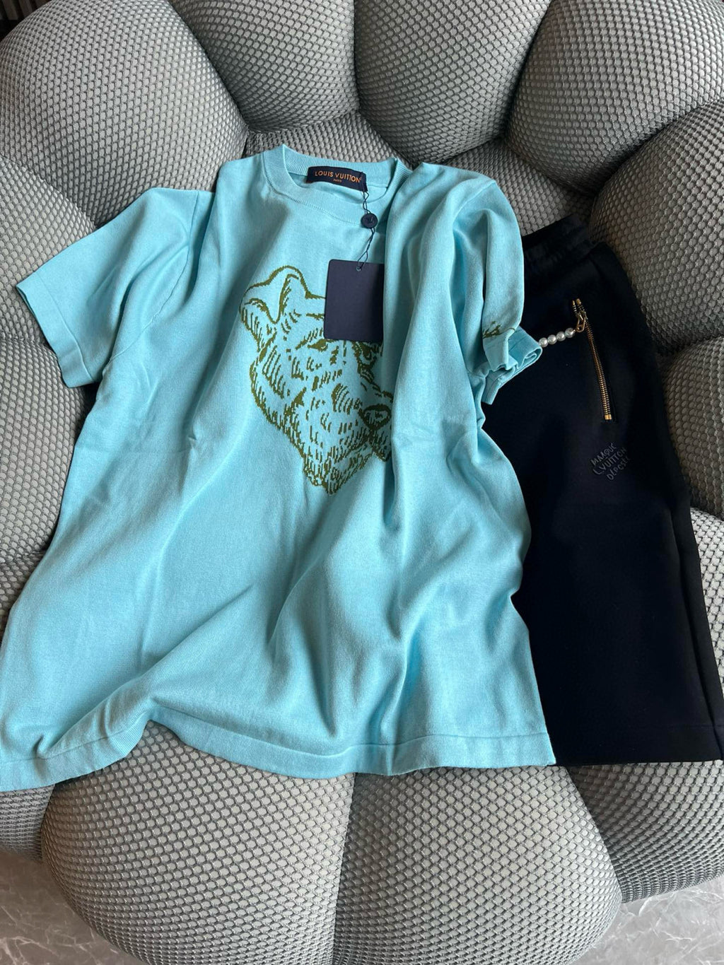 Louis Vuitton Men's Summer Embroidery Pattern Print Round Neck Cotton Short Sleeve T-Shirt #99343