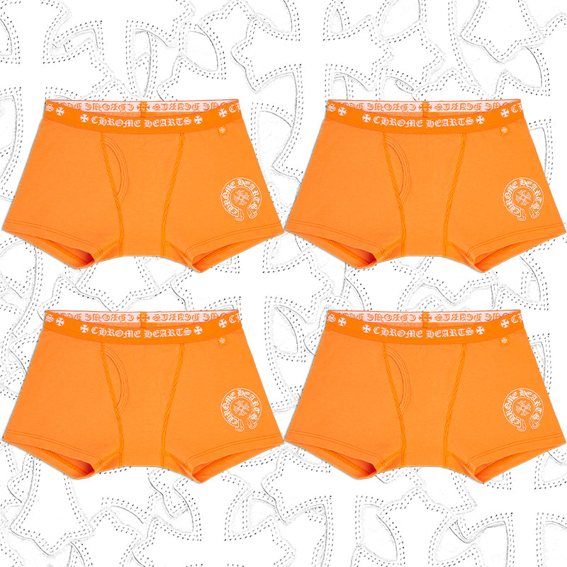 NlGO Chrome Hearts Men's And Women's Pure Color Sanskrit Print Cotton High Elasticity Boxer Briefs Underwear #77394