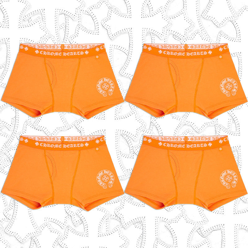 NlGO Chrome Hearts Men's And Women's Pure Color Sanskrit Print Cotton High Elasticity Boxer Briefs Underwear #77394