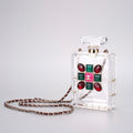 Chanel Women's Solid Colour Glass Gemstone Embellished Transparent Acrylic Perfume Bottle Shoulder Bag Bags #77239