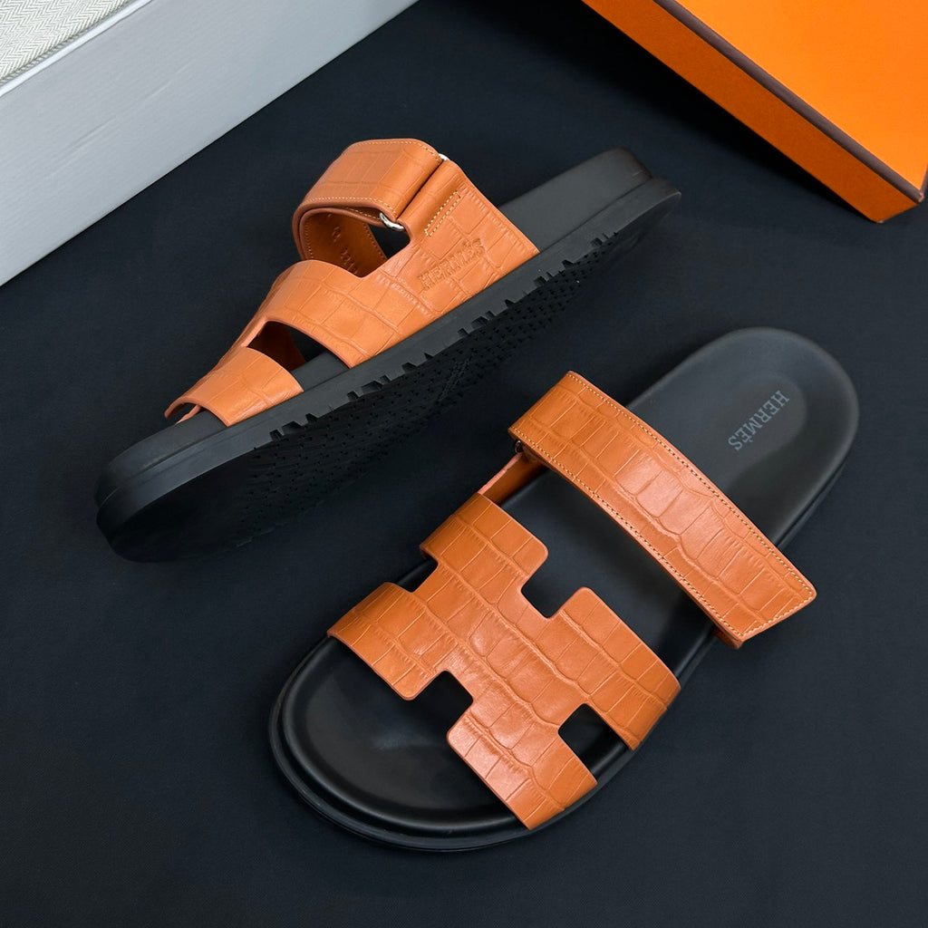 Hermes Men's Women's Simple Comfortable Velcro Casual Leather Sandals Slippers Shoes #76396