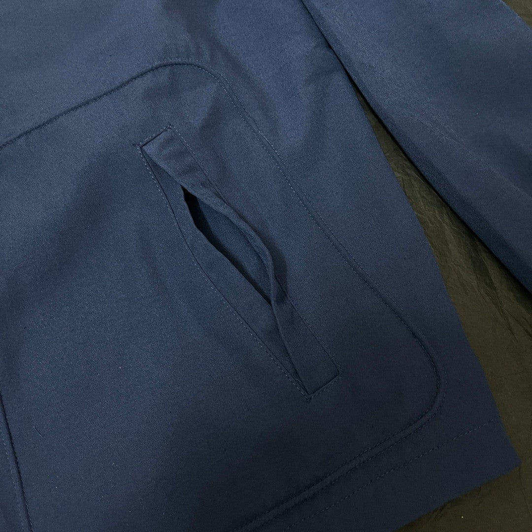 Prada Men's Spring/Fall Casual Fashion Solid Color Logo Collar Zipper Cotton Blend Long Sleeve Short Jacket #78559