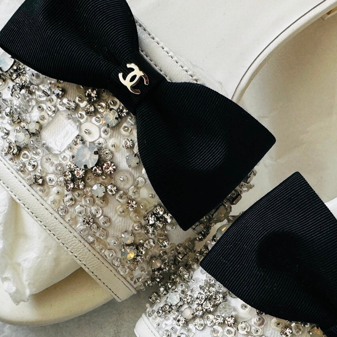 Chanel Women's Spring/Summer Fashion Casual Toe Exposed Flat Heeled Bow Logo Diamond Mary Jane Shoes #78229