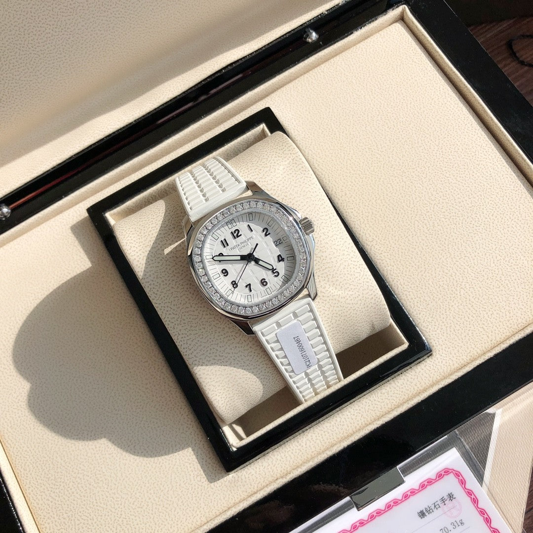Patek Philippe Women's Quartz 100M Water Resistant Solid Color Dial Rubber Strap Watch #75754