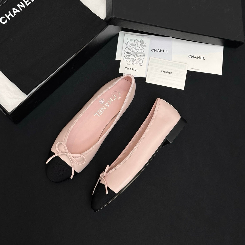 CHANEL Ballet Flats Lambskin Burgundy Pink #387089
