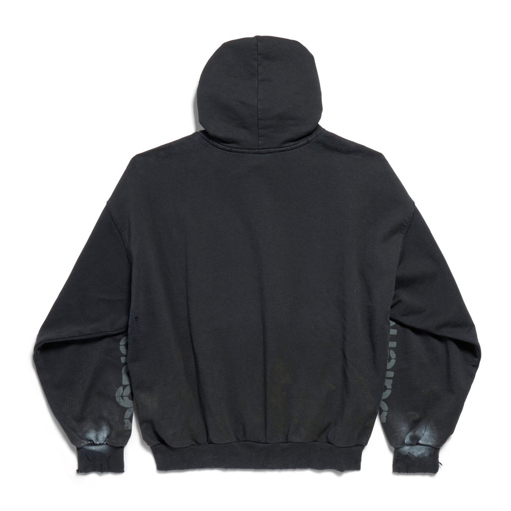 Balenciaga Men's Spring and Autumn Black Letter Printed Hooded Pullover Long Sleeve Sweatshirt #73213