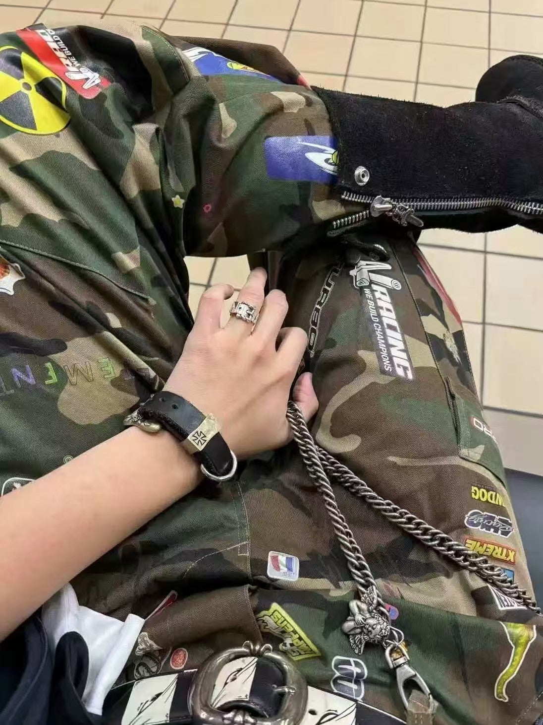 VETEMENTS Opium YVL Style Camouflage Sticker Printed Straight Overalls Playboicarti Same Style #332197