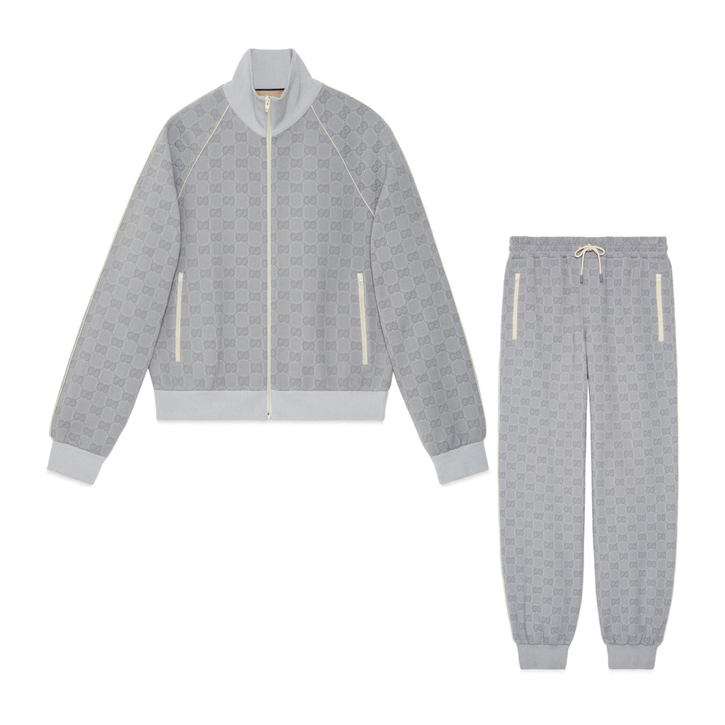 Gucci Men's Spring and Autumn Letter Printed Zipper Long Sleeve Jacket Lace-Up Knit Sweatpants Pants Set Suit #72537