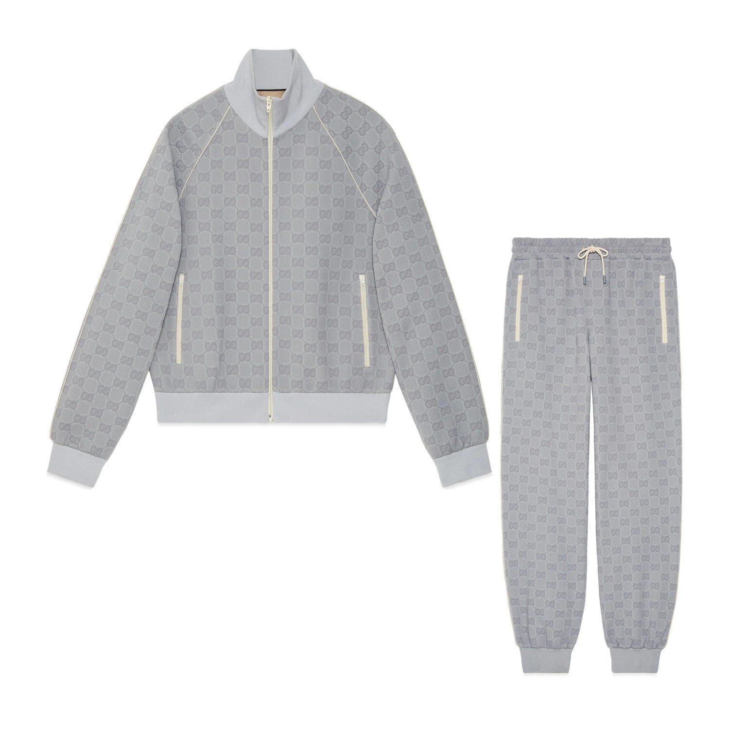 Gucci Men's Spring and Autumn Letter Printed Zipper Long Sleeve Jacket Lace-Up Knit Sweatpants Pants Set Suit #72537