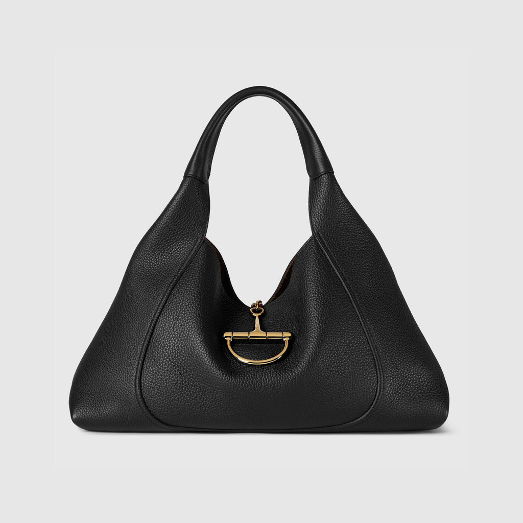 Gucci Softbit Women's Solid Color Horsebit Buckle Leather Tote Shoulder Bag Bags #76195
