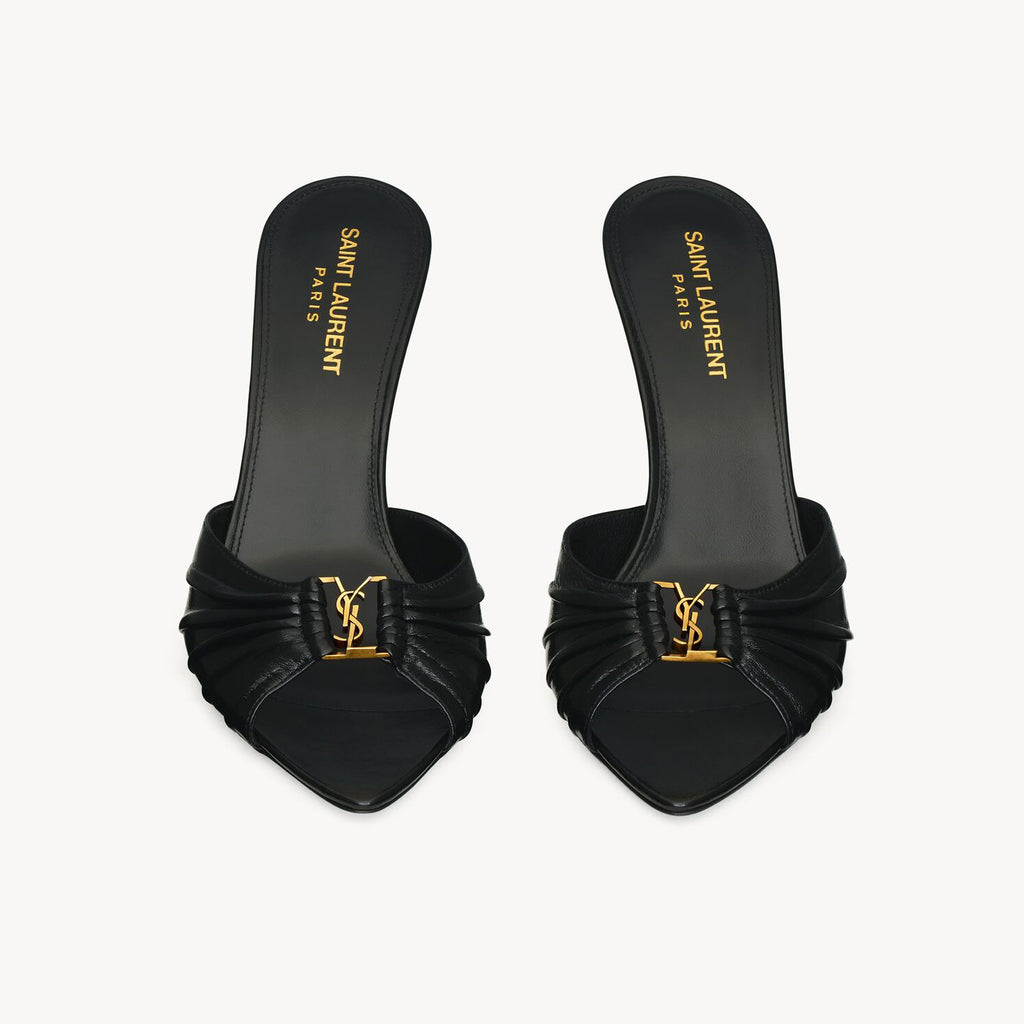 Saint Laurent BABYLONE Women's Fashion Classic Minimalist Leather Pointed Toe Open Toe 10cm High Heels Shoes #78434