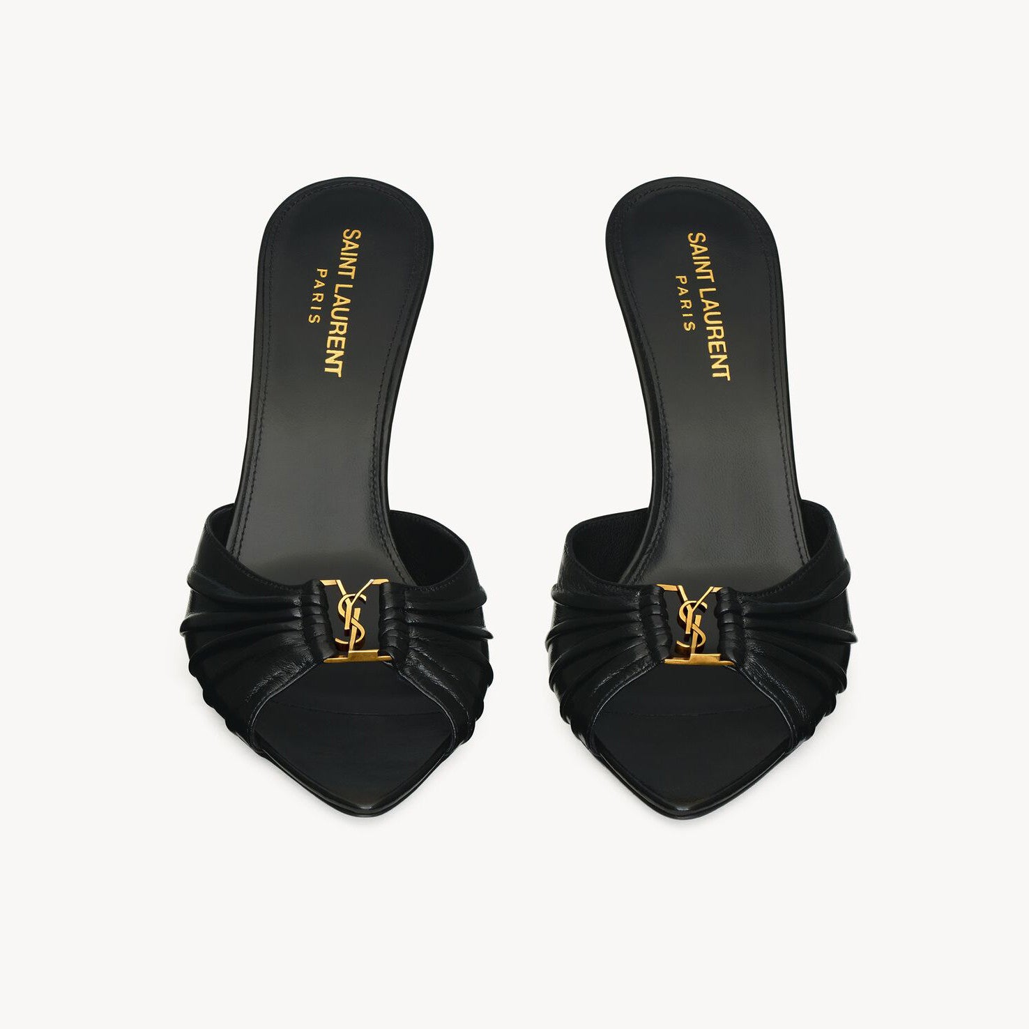 Saint Laurent BABYLONE Women's Fashion Classic Minimalist Leather Pointed Toe Open Toe 10cm High Heels Shoes #78434