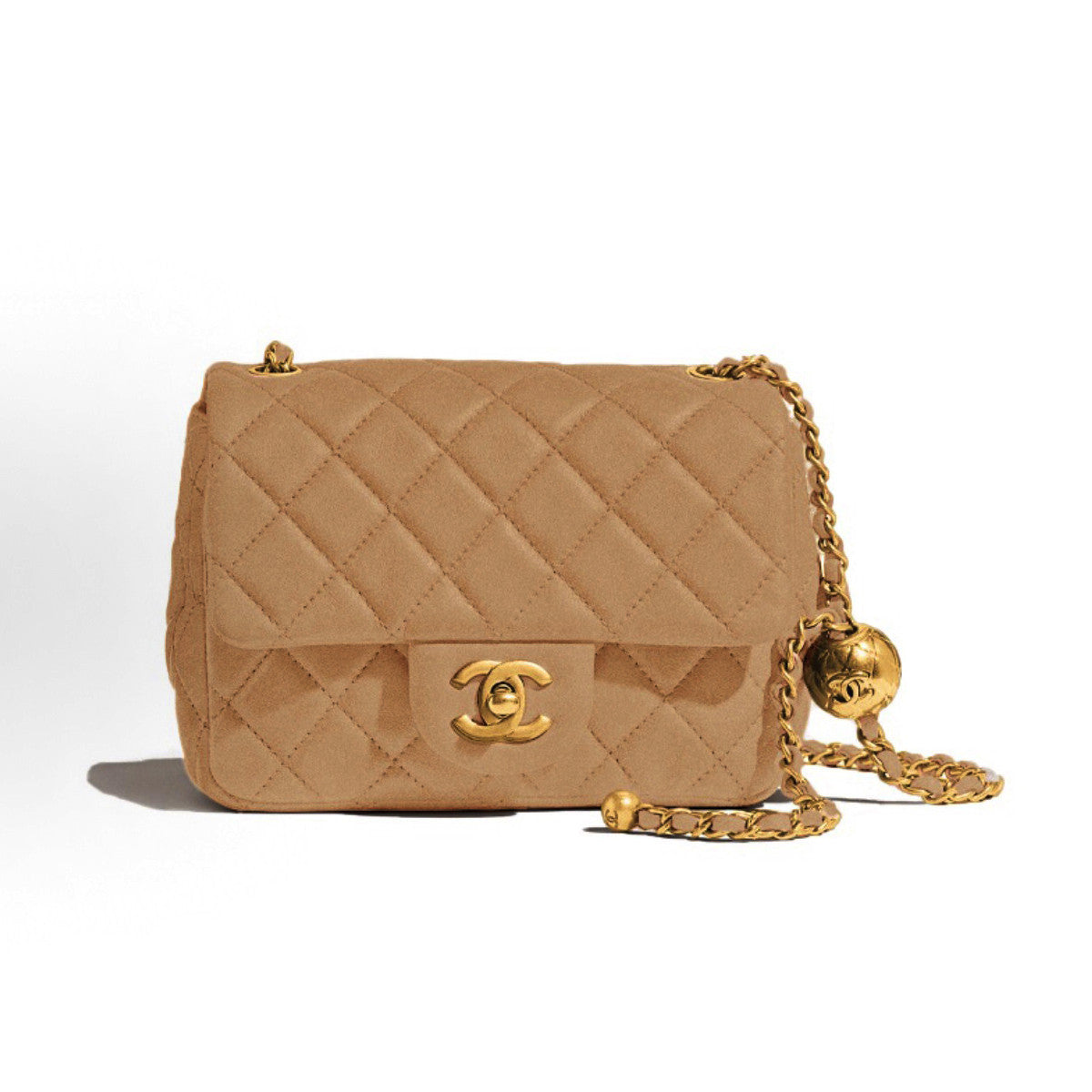 Chanel Women's Adjustable Shoulder Strap Diamond Pattern Gold Buckle Chain Gold Ball Solid Color Leather Crossbody Shoulder Bag Bags #76352