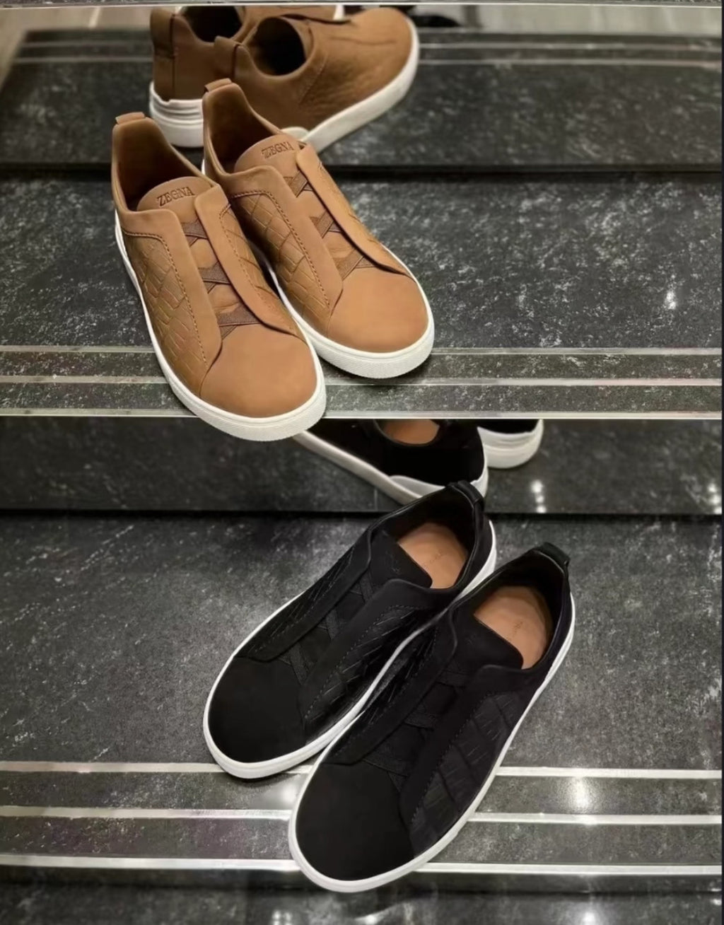 Ermenegildo Zegna Men's Fashion Classic Round Toe Slip On Flat Low Top Crocodile Leather Suede Patchwork Luxury Business Casual Shoes #79375