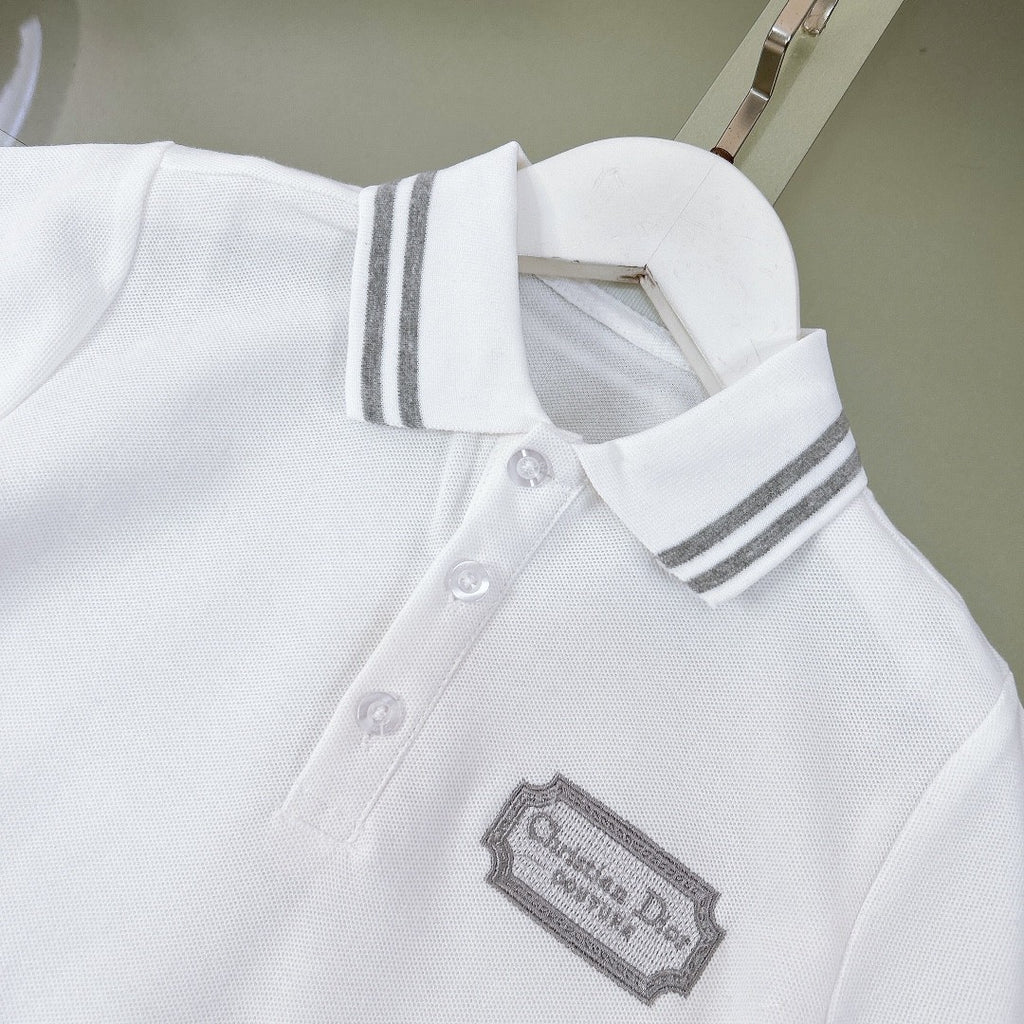 Dior Kid's Summer Christian Dior Embroidered Casual Pullover Fitted Short Sleeve Lapel Polo Shirt #31283