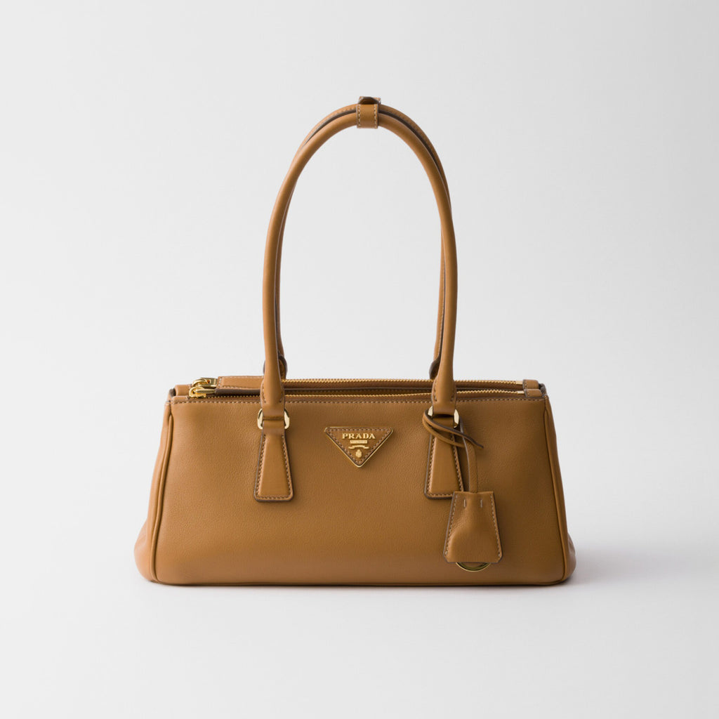 Prada Galleria Women's Classic Fashion Solid Color Metal Triangle Engraved Logo Calfskin Handbag Bags #78231