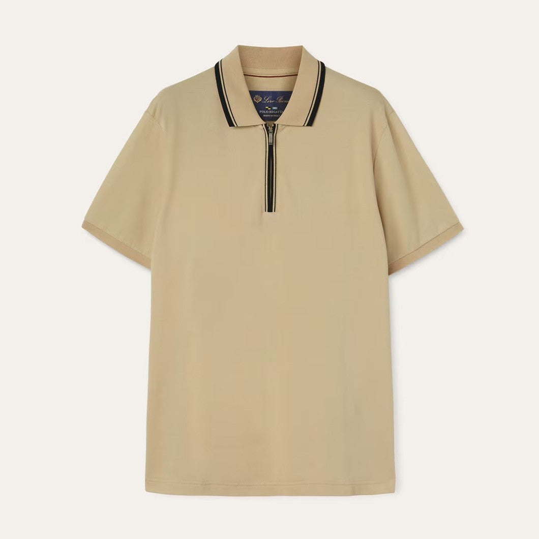 Loro Piana Men's Summer Fashion Solid Color Zip Lapel Zip Regatta Men's Short Sleeve Fitted Polo Shirt Ngvp #8591