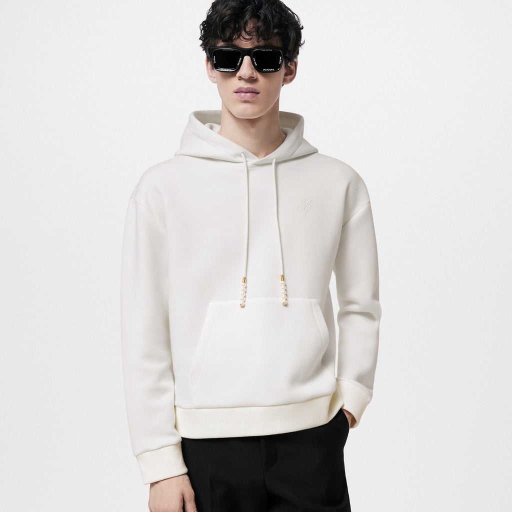Louis Vuitton Men's Spring and Autumn White Logo Letter Embroidery Long Sleeve Hooded Sweatshirt Pullover #98836