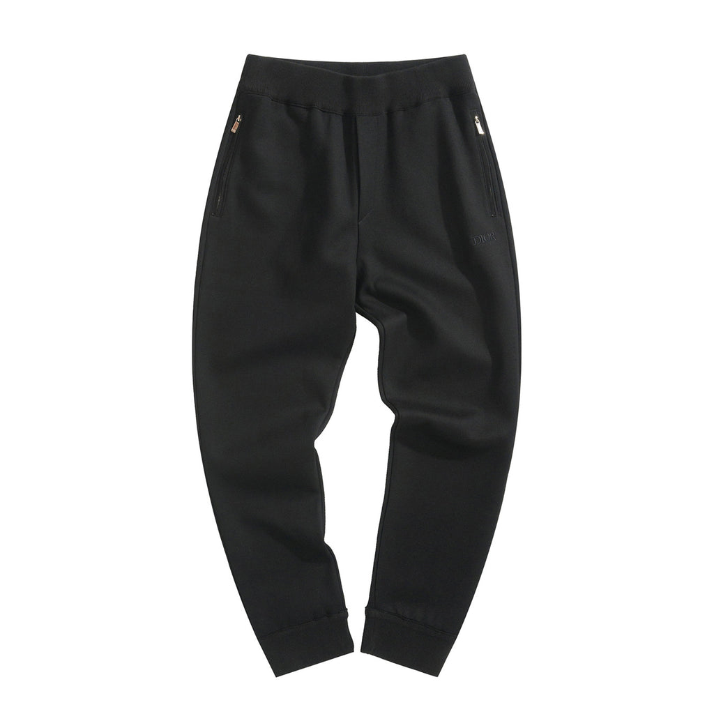 Dior Men's Spring and Autumn Solid Color Hooded Drawstring Cashmere Zipper Jacket Casual Trousers Pants Set Suit #72952