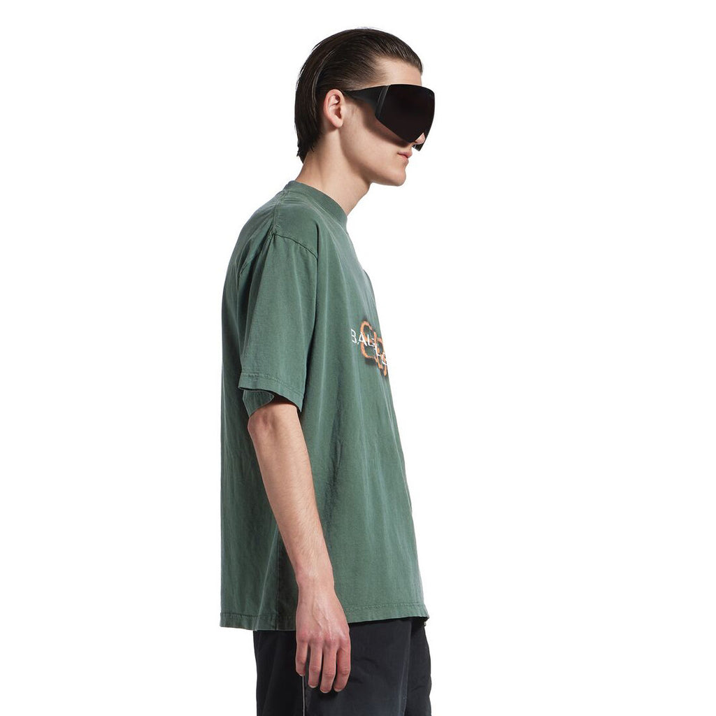 Balenciaga BB ICON STENCIL Men's Summer Fashion Casual Crew Neck Vintage Plain Knit Oversized Loose Fit T-Shirt #78613