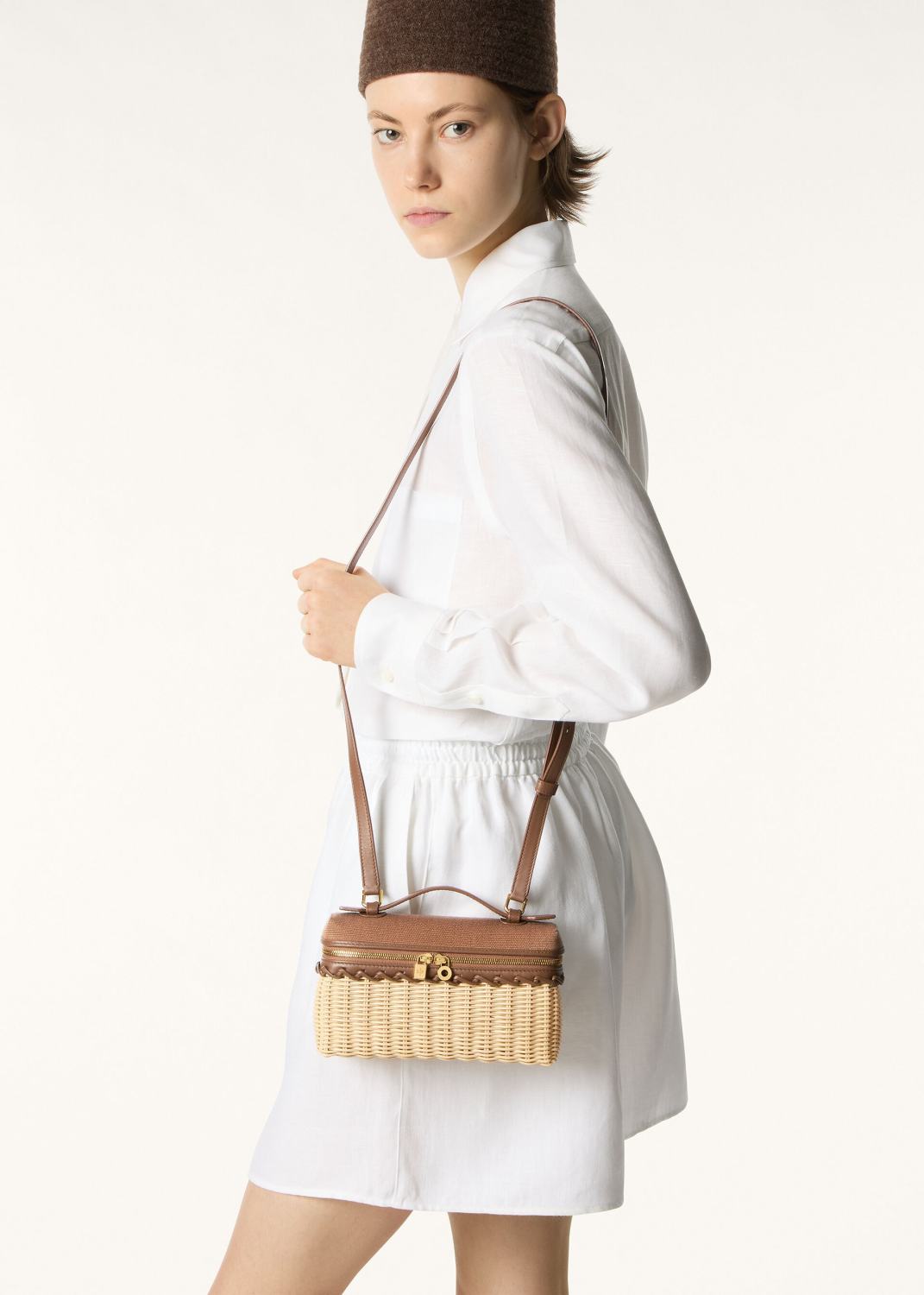 Loro Piana Extra Pocket L19 East-west Wicker Cotton Linen Rattan Multicolor Pattern Spring Summer Collection Top Handle  Bag Bags FAQ9101 #84358A
