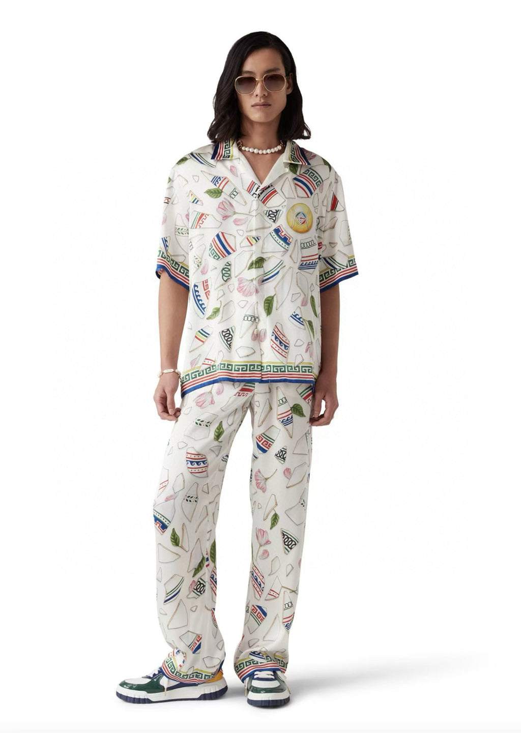 Casablanca Men's Women's Summer Pattern Printed Silk Casual Trousers Pants Ngvp #9924