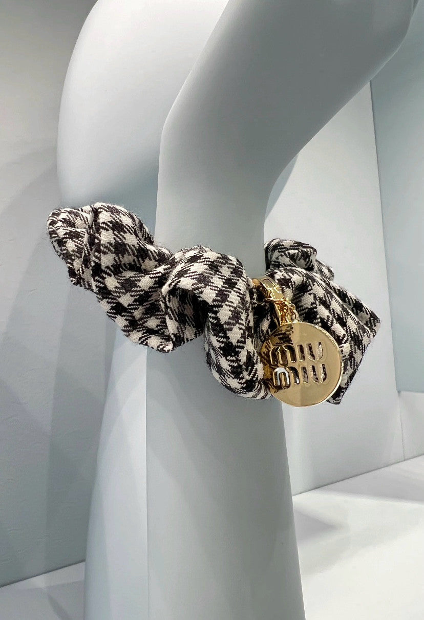 MiuMiu Women's Black and White Checkered Printed Hair Bands Headbands Hair Bands Hair Clips Jewelry #75549