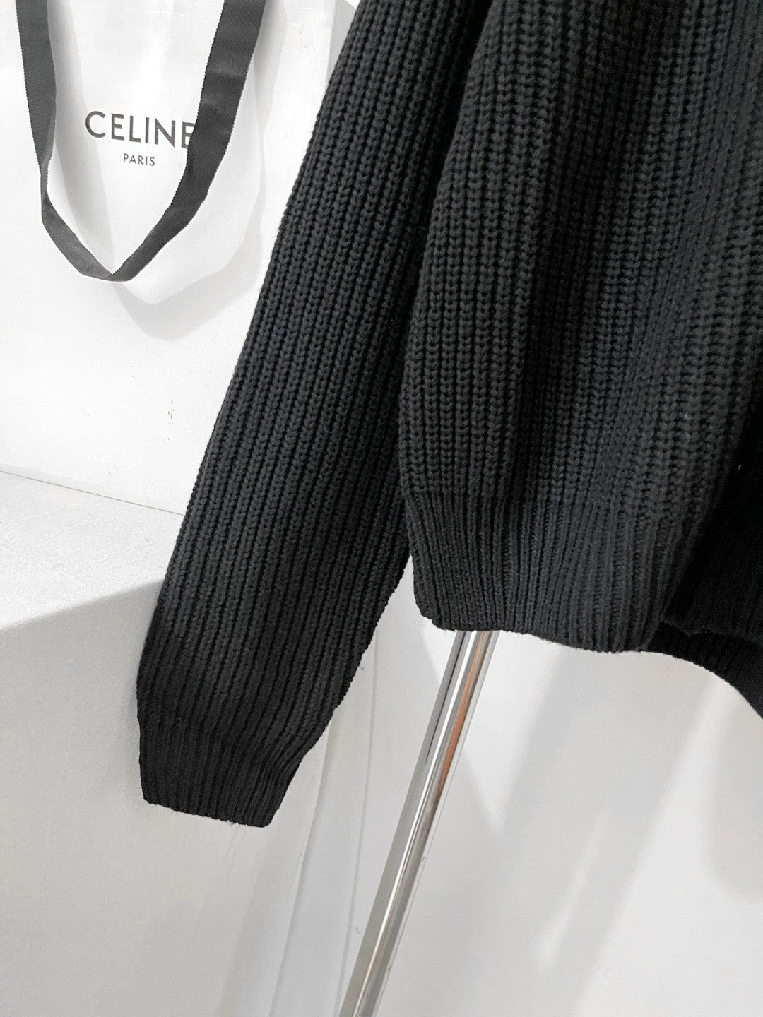 Celine TRIOMPHE Men's Spring/Autumn Solid Color Fashionable Casual Logo Embroidered Zipper Long Sleeve Wool Trucker Sweater Jacket #78242
